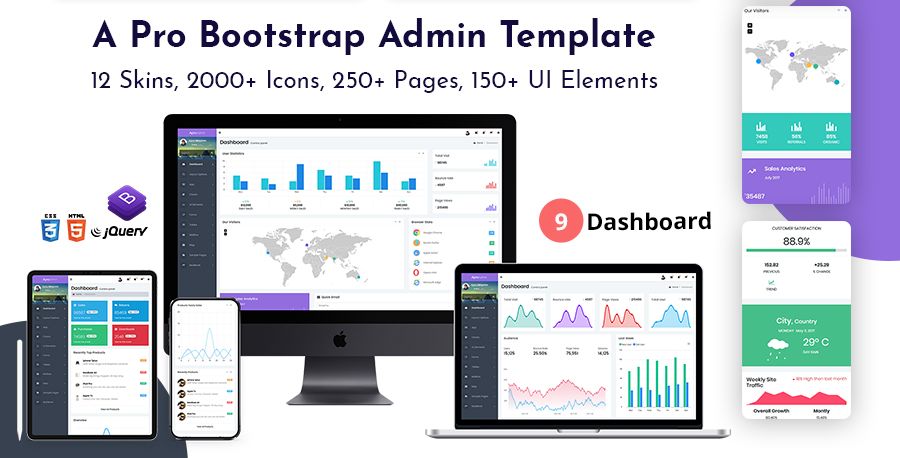 Responsive Bootstrap Admin Template & Dashboard UI Kit – A Pro