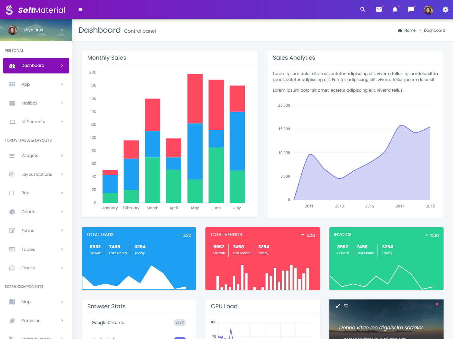 Bootstrap admin dashboard