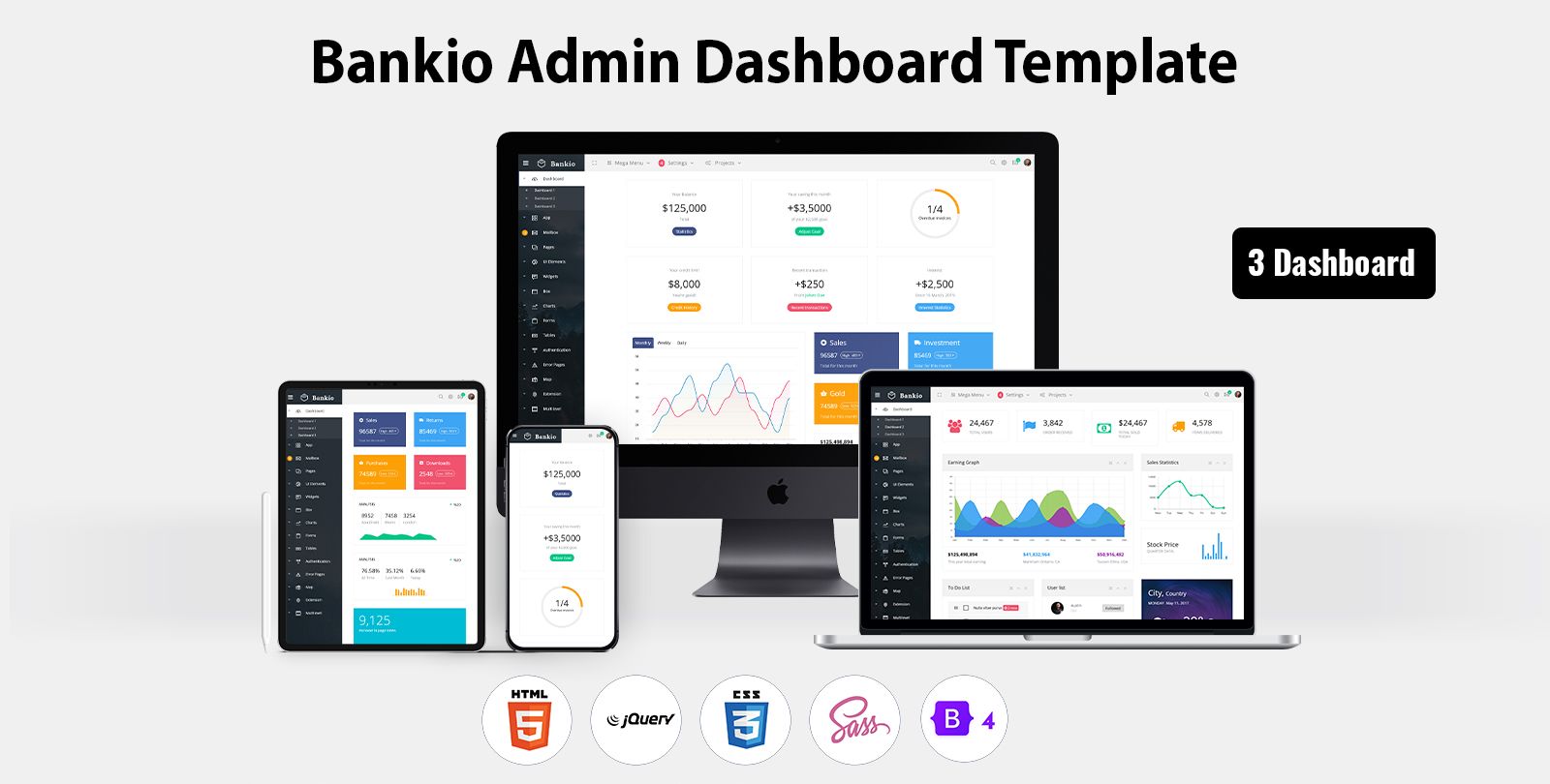 Responsive Bootstrap Admin Dashboard Template – Bankio
