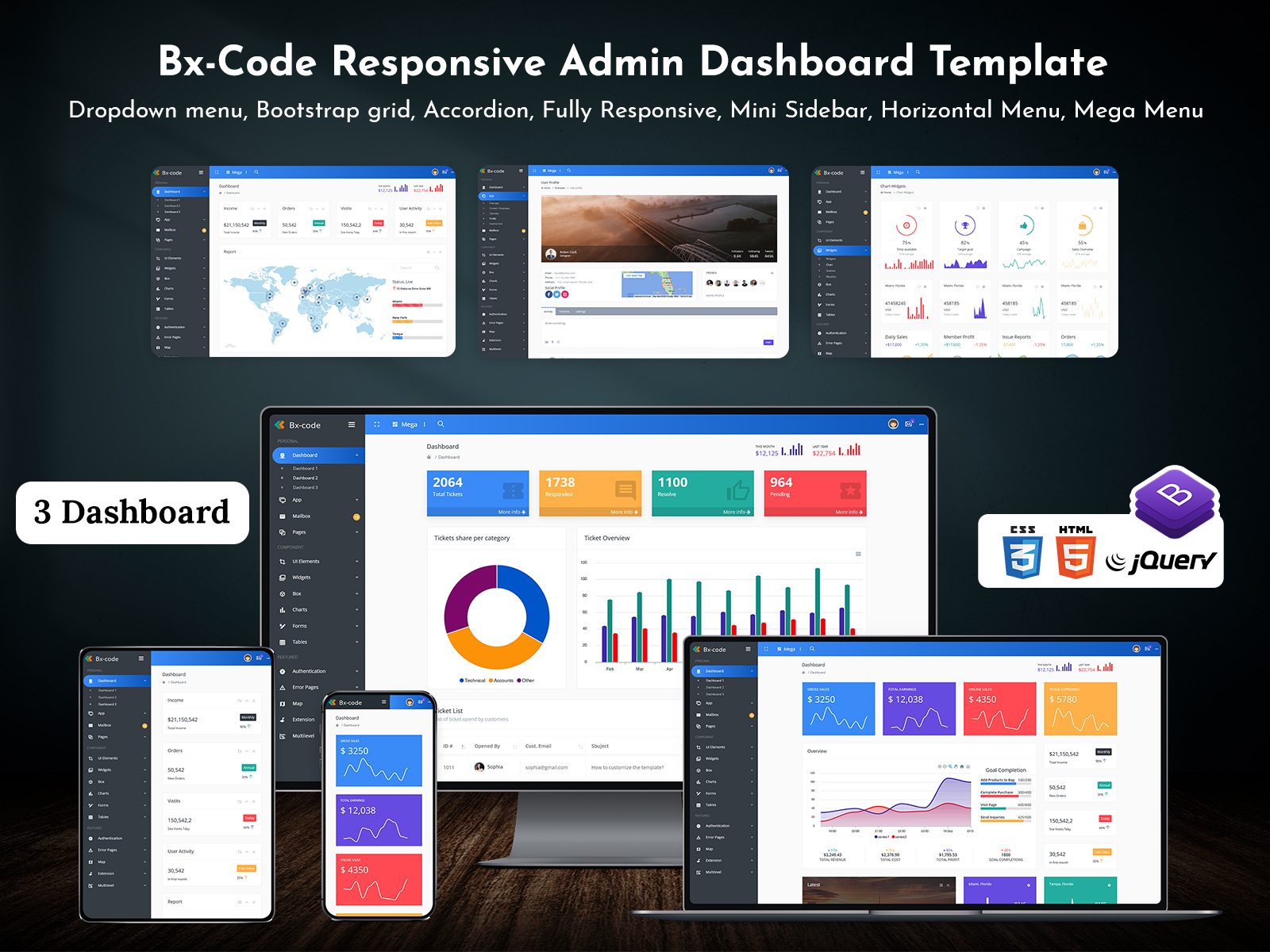 Bx Code Responsive Admin Dashboard Template